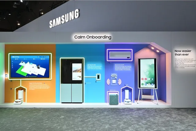 Samsung SmartThings smart home ecosystem demonstration featuring AI-powered connected devices and home automation at CES 2024.