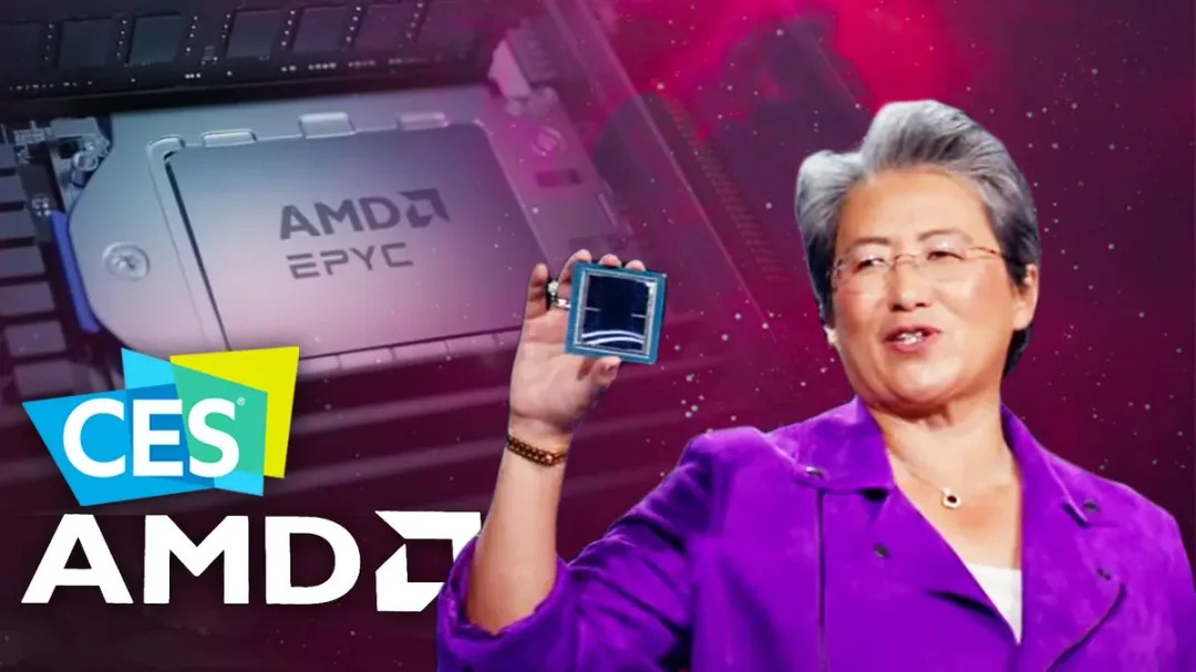 AMD CEO Lisa Su showcasing next-generation Ryzen and EPYC processor innovations at CES 2024.