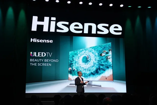 Hisense presenting ULED TV display technology and next-generation television innovations at CES 2024.