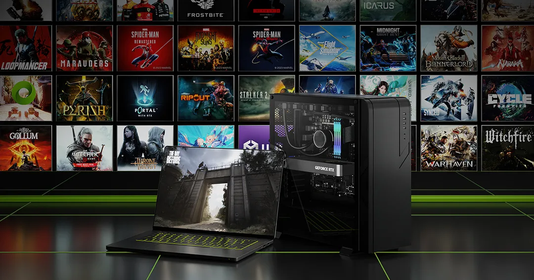 NVIDIA GeForce RTX gaming platform highlighting AI-powered graphics cards and high-performance gaming technology.