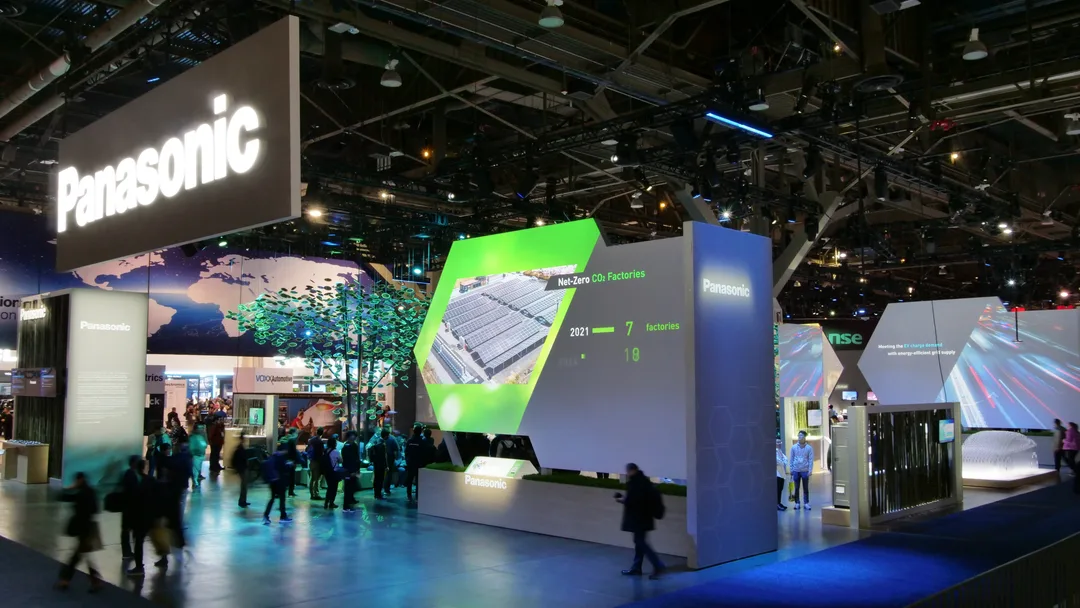 Panasonic CES 2024 booth showcasing sustainable technology, net-zero manufacturing, and consumer electronics innovations.