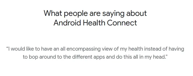 Quote highlighting the need for Android Health Connect to provide a unified view of health data across multiple fitness and wellness apps.