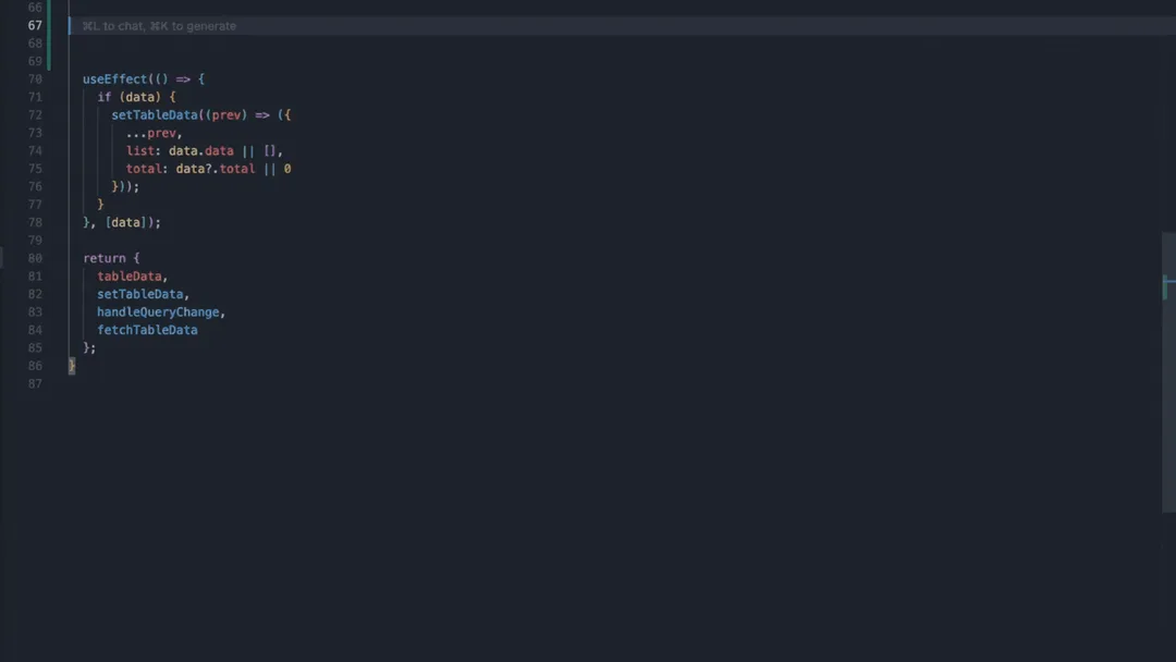 Animated demonstration of Cursor AI Tab Completion automatically predicting and completing code edits inside a software development environment.